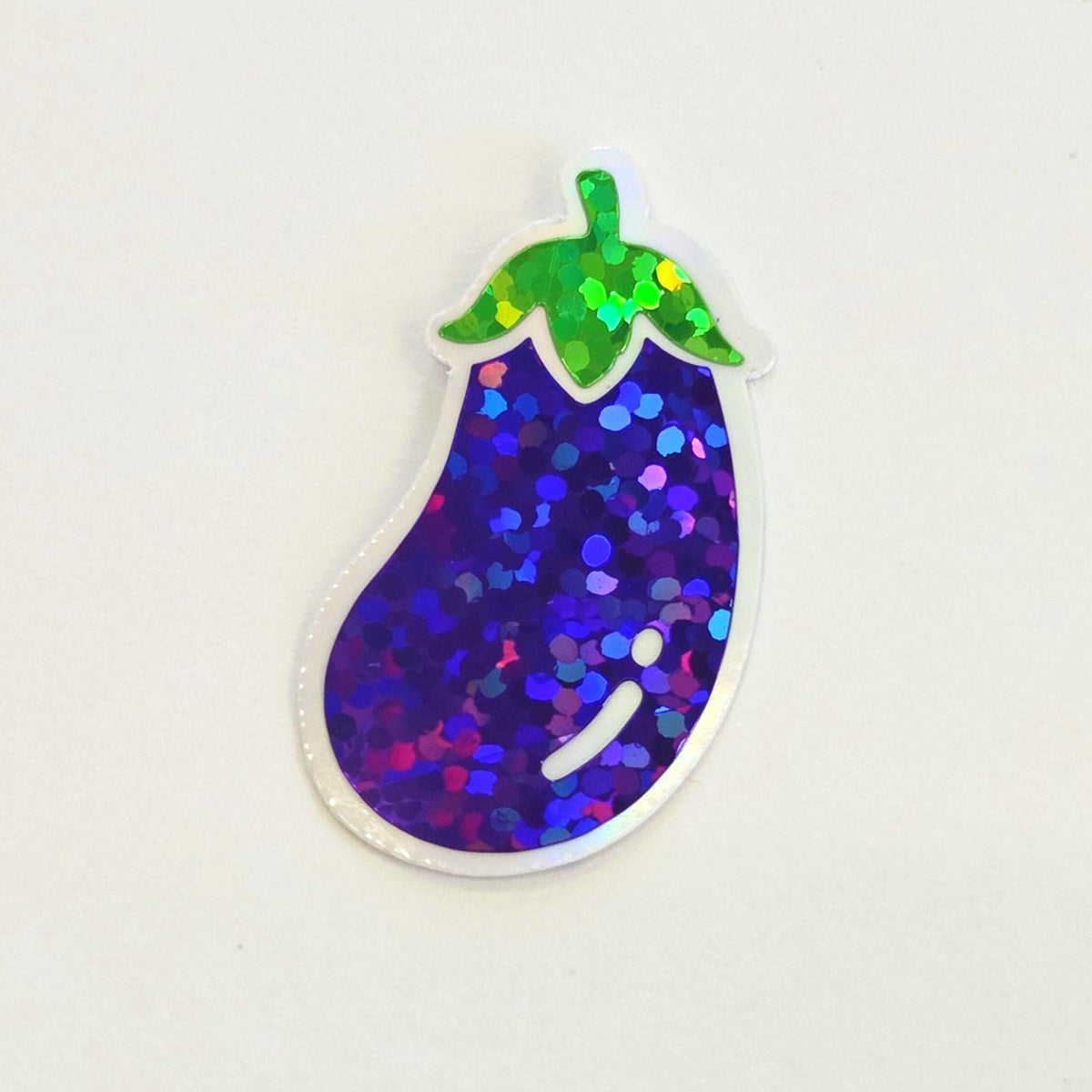 Mini Eggplant Stickers Set, Purple Glitter Vinyl Decals for garden journals and recipes cards