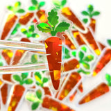 Mini Carrot Stickers Set for summer garden journals, craft projects, bakery labels and recipes cards