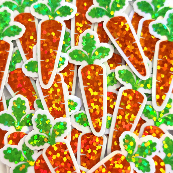 Mini Orange Carrot Stickers Set for summer garden journals, craft projects, bakery labels and recipes cards