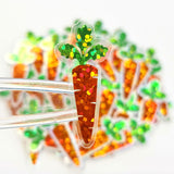 Mini Orange Carrot Stickers Set for summer garden journals, craft projects, bakery labels and recipes cards