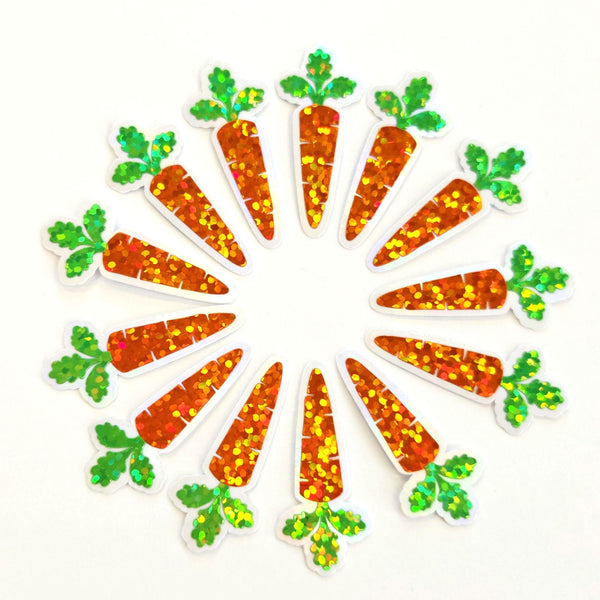 Mini Orange Carrot Stickers Set for summer garden journals, craft projects, bakery labels and recipes cards