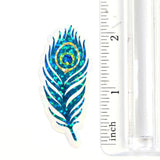 Peacock Feathers Glitter Sticker Bundle, die cut stickers for summer festival journal page embellishments, laptop decal