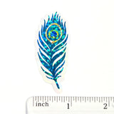Peacock Feathers Glitter Sticker Bundle, die cut stickers for summer festival journal page embellishments, laptop decal