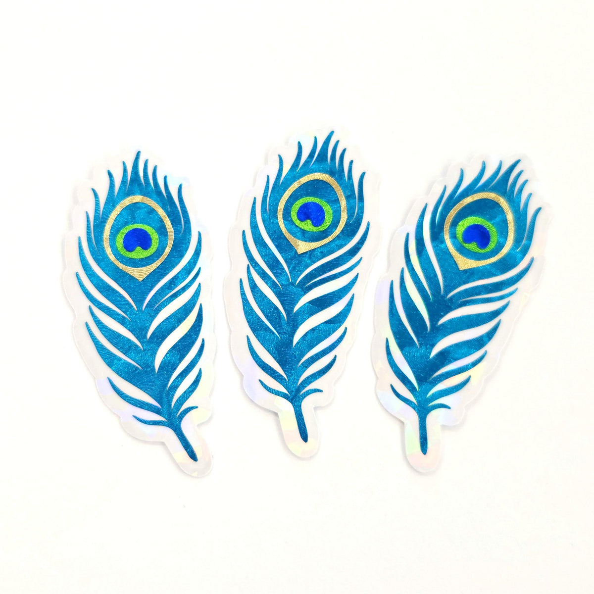 Peacock Feathers Die Cut Stickers, metallic turquoise stickers for summer festival journal page embellishments, boho decor