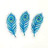 Peacock Feathers Die Cut Stickers, metallic turquoise stickers for summer festival journal page embellishments, boho decor