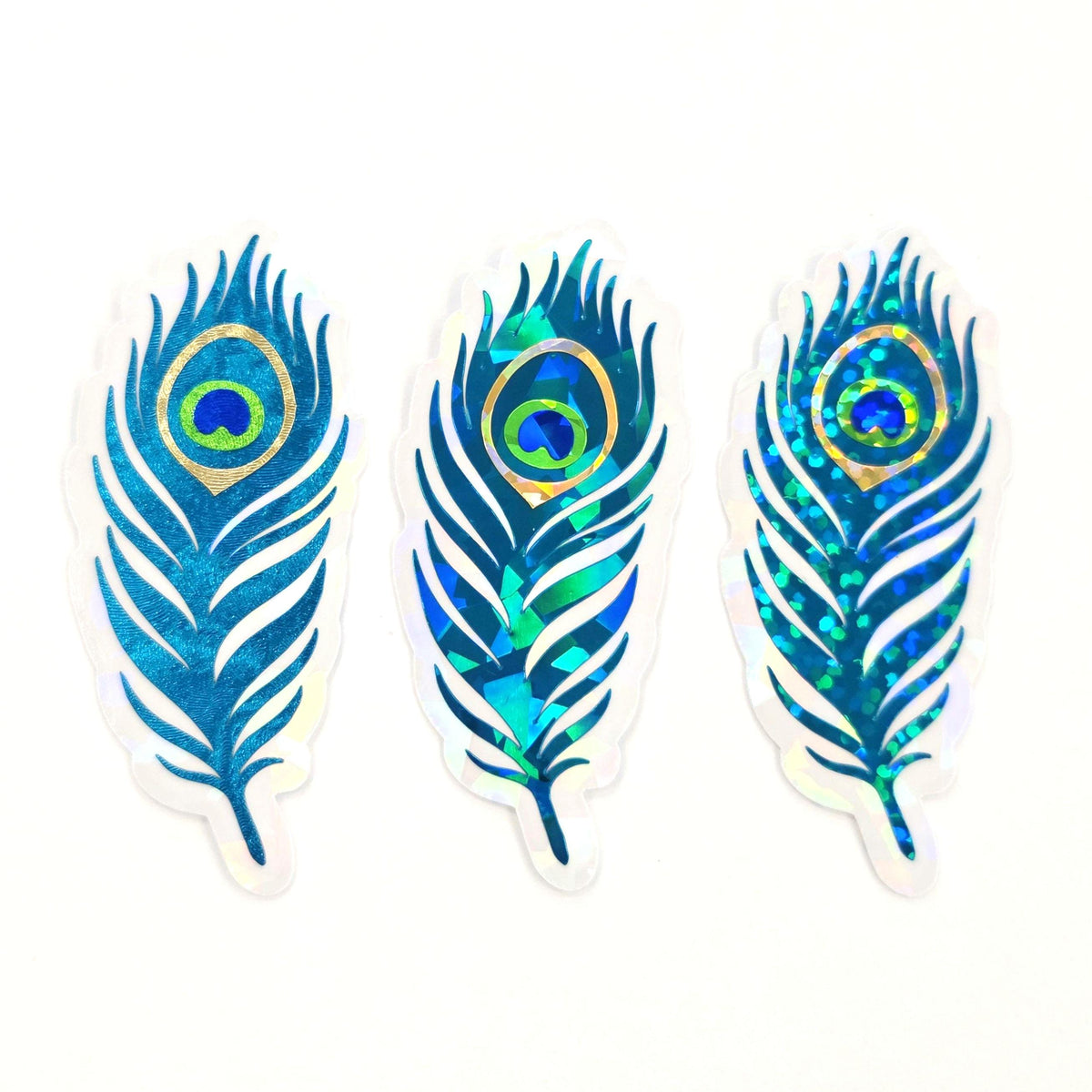 Peacock Feathers Glitter Sticker Bundle, die cut stickers for summer festival journal page embellishments, laptop decal