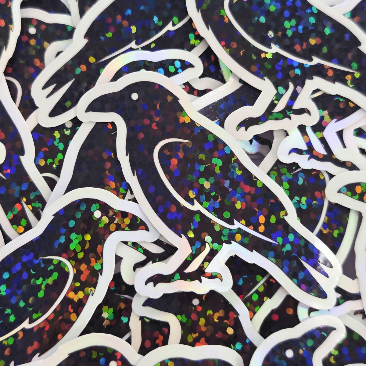 Raven Sticker Bundle, black crow bird shaped die cut stickers for goth Halloween crafts and journal embellishments,