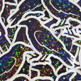 Raven Sticker Bundle, black crow bird shaped die cut stickers for goth Halloween crafts and journal embellishments,