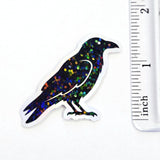 Raven Sticker Bundle, black crow bird shaped die cut stickers for goth Halloween crafts and journal embellishments,