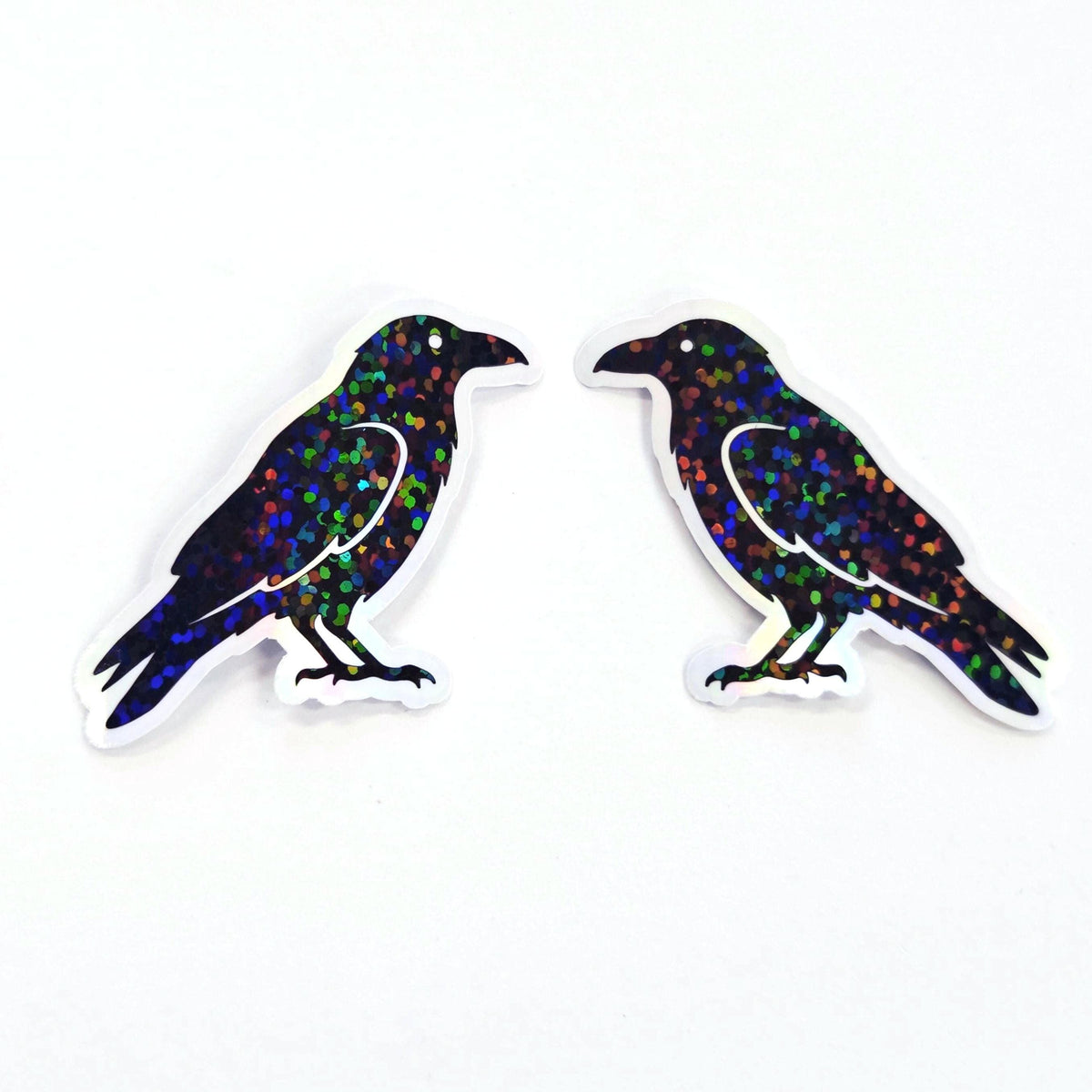 Raven Sticker Bundle, black crow bird shaped die cut stickers for goth Halloween crafts and journal embellishments,