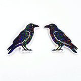 Raven Sticker Bundle, black crow bird shaped die cut stickers for goth Halloween crafts and journal embellishments,