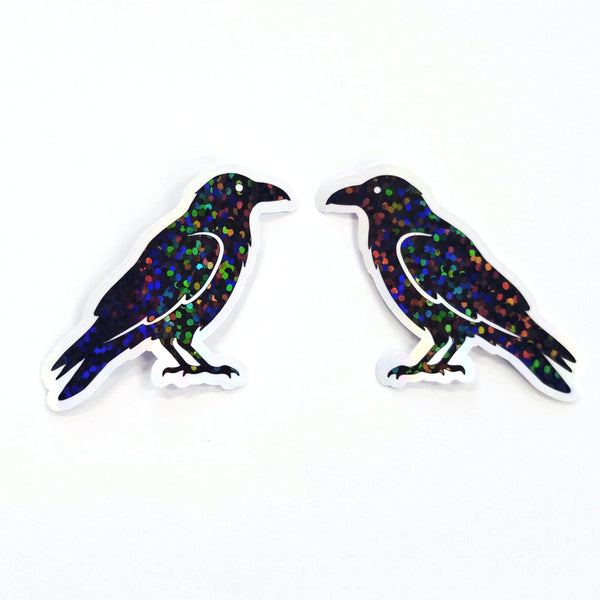 Raven Sticker Bundle, black crow bird shaped die cut stickers for goth Halloween crafts and journal embellishments,