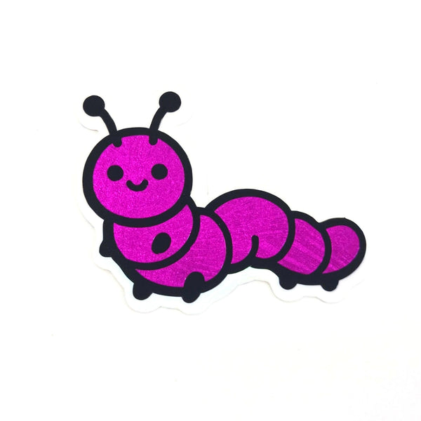 Hot Pink Caterpillar Sticker, Die-Cut Vinyl Bug decals for kids teachers journals planners laptops