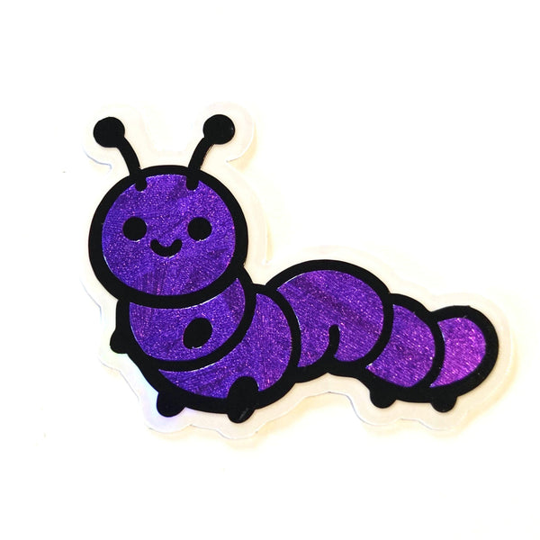 Cute Purple Caterpillar Sticker Bundle, set of die-cut mini bug stickers for kids