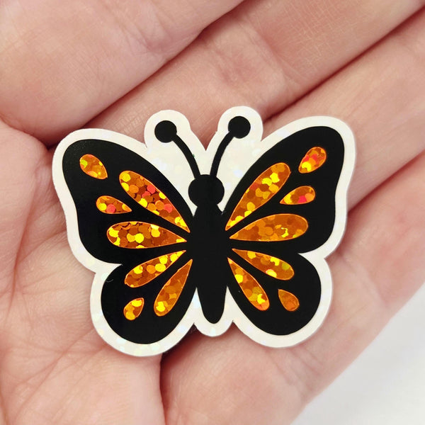 Mini Orange Monarch Butterfly Sticker Set, Die-Cut Vinyl butterflies for kids teachers planners and journals.