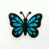 Mini Turquoise Butterfly Sticker Set, Die-Cut Sparkly Vinyl butterflies for kids teachers planners and journals.