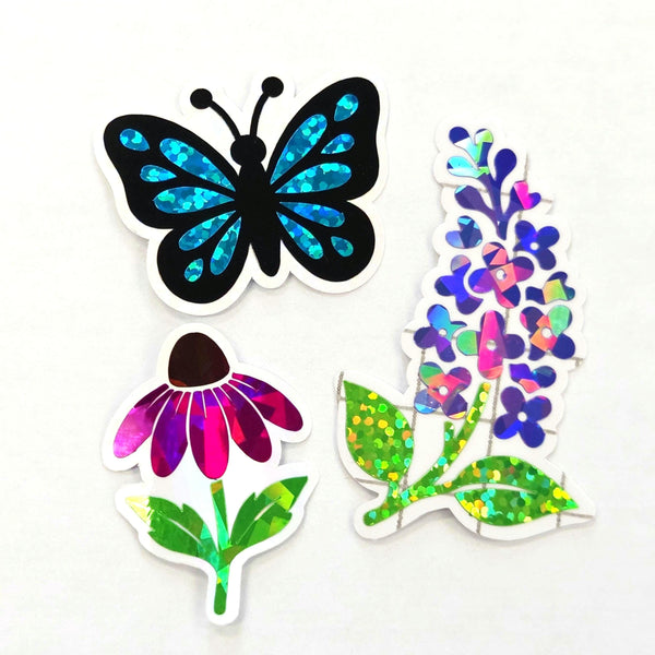 Mini Turquoise Butterfly Sticker Set, Die-Cut Sparkly Vinyl butterflies for kids teachers planners and journals.