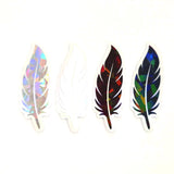 Feathers Sticker Bundle, set of 18 feather shaped die cut sparkly stickers, rainbow colors, summer festival journal page embellishments