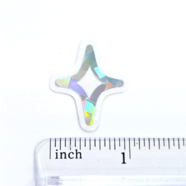 Sparkly Stars Die Cut Sticker Set, small silver stars for craft projects, summer festivals, journals and scrapbook pages.