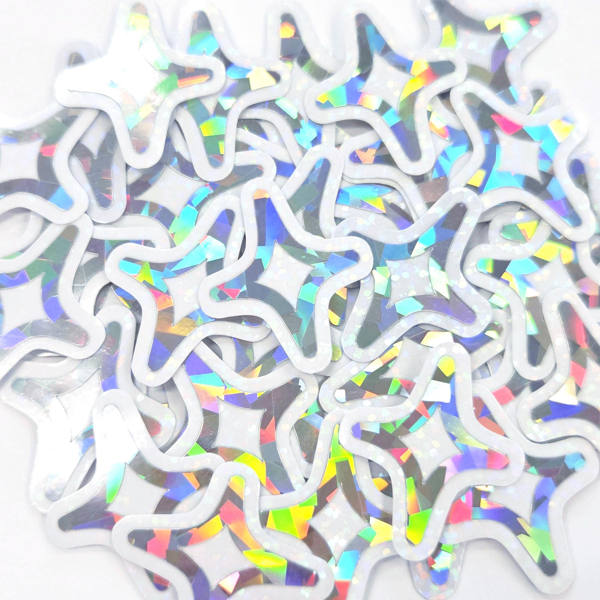 Sparkly Stars Die Cut Sticker Set, small silver stars for craft projects, summer festivals, journals and scrapbook pages.