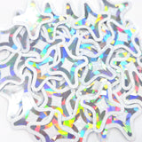 Sparkly Stars Die Cut Sticker Set, small silver stars for craft projects, summer festivals, journals and scrapbook pages.
