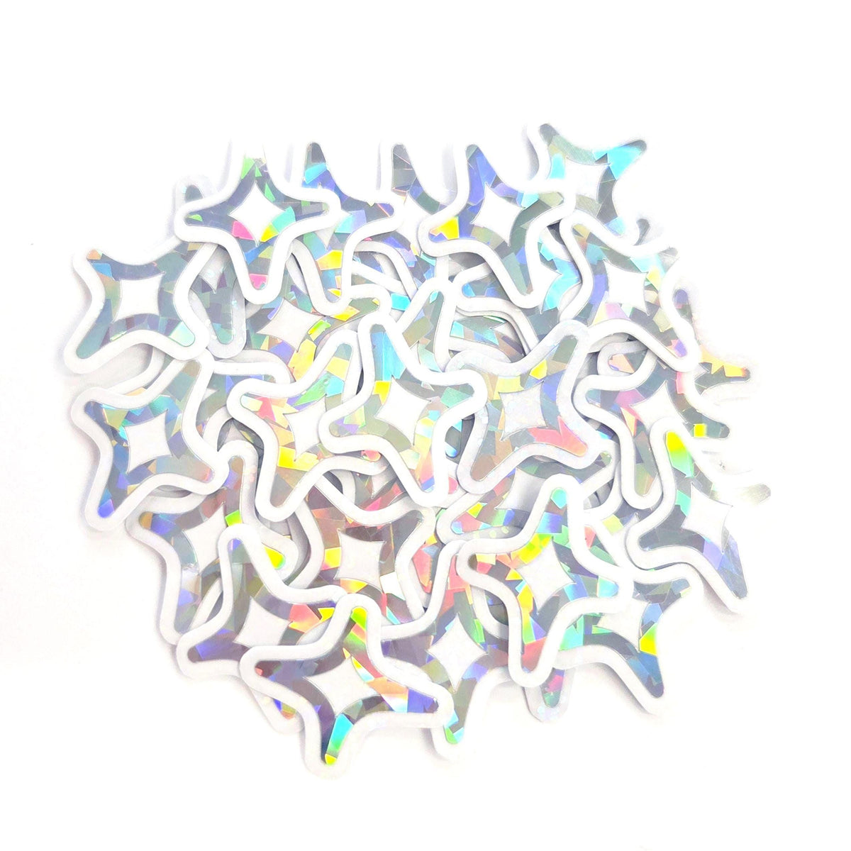 Sparkly Stars Die Cut Sticker Set, small silver stars for craft projects, summer festivals, journals and scrapbook pages.