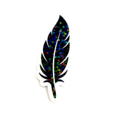 Black Raven Bird Feathers Sticker Bundle, set of 18 feather shaped die cut stickers, goth music festival journal embellishments