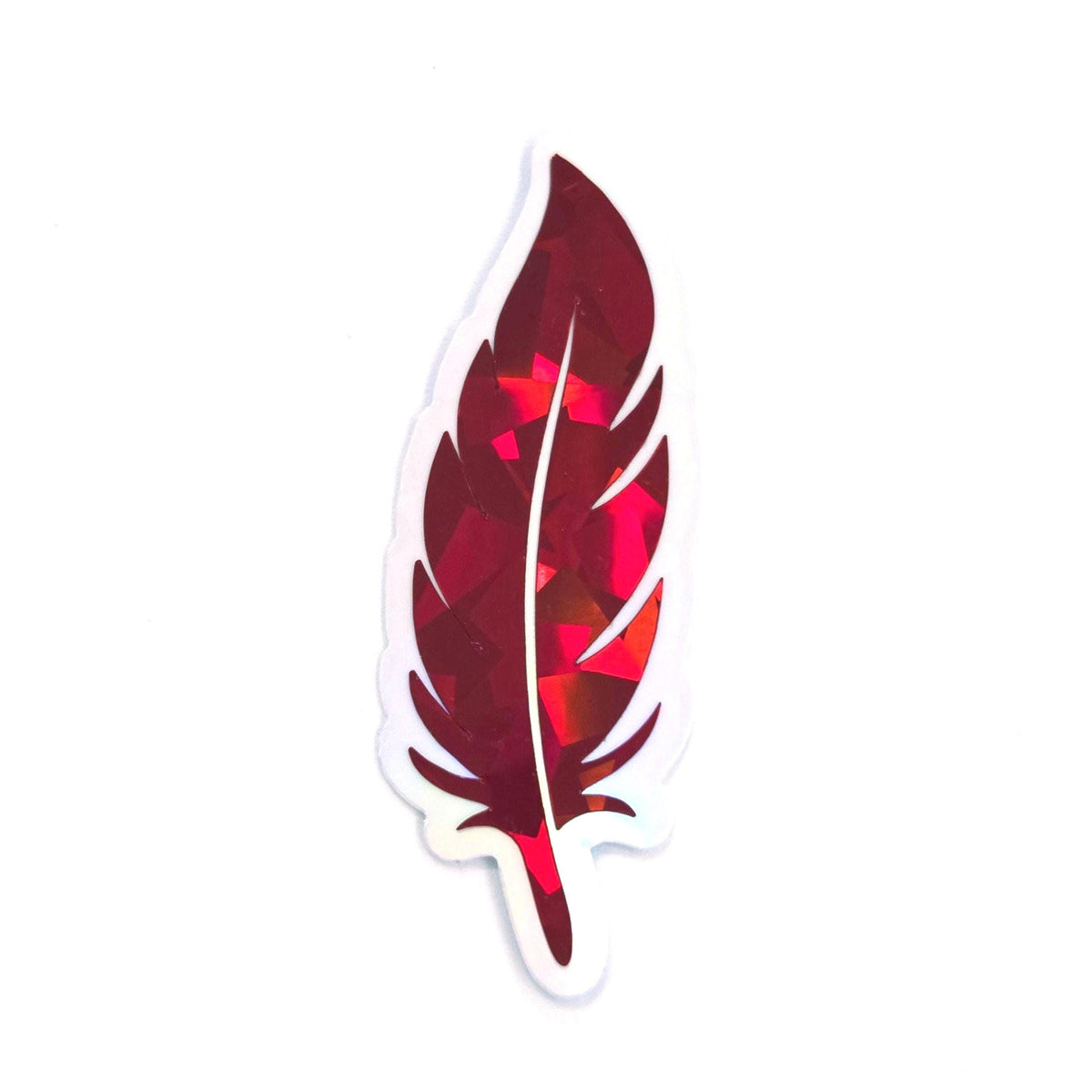 Red Feathers Sticker Bundle, set of 18 bird feather shaped die cut sparkly stickers, summer festival journal page embellishments