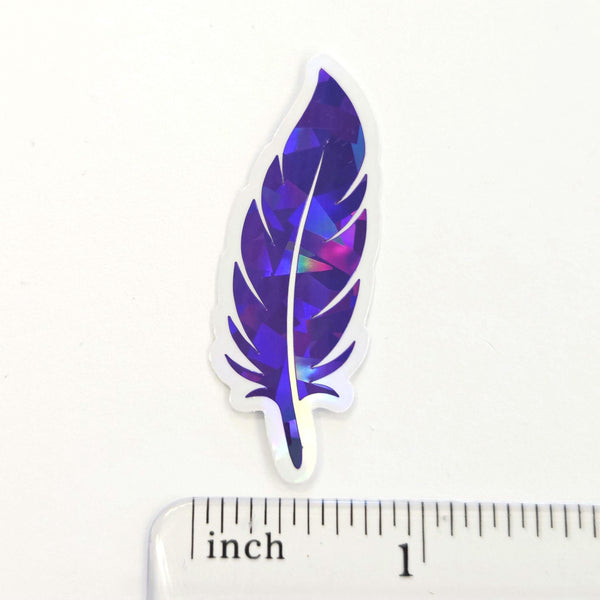 Purple Feathers Sticker Bundle, set of 18 bird feather shaped die cut sparkly stickers, summer festival journal page embellishments