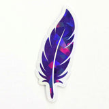 Purple Feathers Sticker Bundle, set of 18 bird feather shaped die cut sparkly stickers, summer festival journal page embellishments