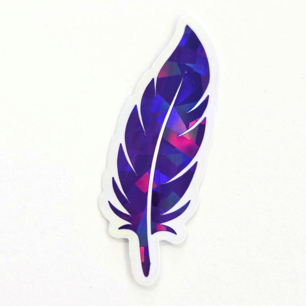 Purple Feathers Sticker Bundle, set of 18 bird feather shaped die cut sparkly stickers, summer festival journal page embellishments