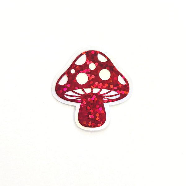 Glitter Mushroom Sticker Bundle, Die-Cut Woodland Fairycore Decals, Handmade Vinyl Toadstools