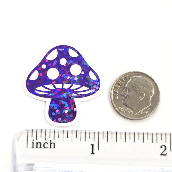 Burgundy Mushrooms Die Cut Sticker Set, New Dark Red Glitter Woodland Toadstools for fairycore decor
