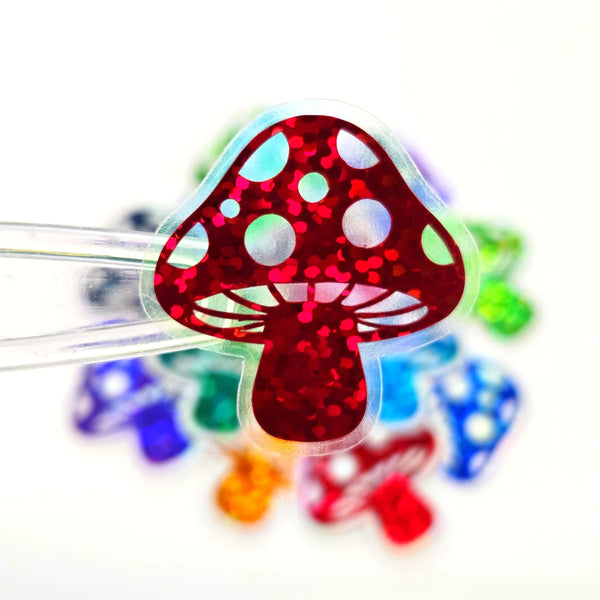 Red Mushroom Sticker Bundle, Die-Cut Woodland Fairycore Decals, Handmade Vinyl Toadstools