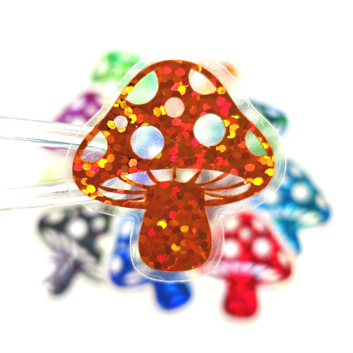 Orange Mushroom Sticker Bundle, Die-Cut Woodland Fairycore Decals, Handmade Vinyl Toadstools