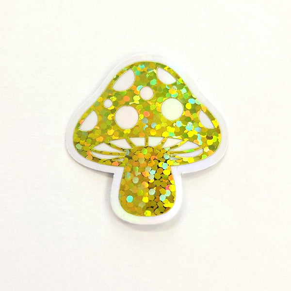 Yellow Mushroom Sticker Bundle, Die-Cut Woodland Fairycore Decals, Handmade Vinyl Toadstools