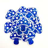 Blue Mushroom Sticker Bundle, Die-Cut Woodland Fairycore Decals, Handmade Vinyl Toadstools