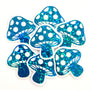 Turquoise Mushroom Stickers, Vinyl Die-Cuts for Woodland Fairycore DIY Crafts, Handmade Toadstools