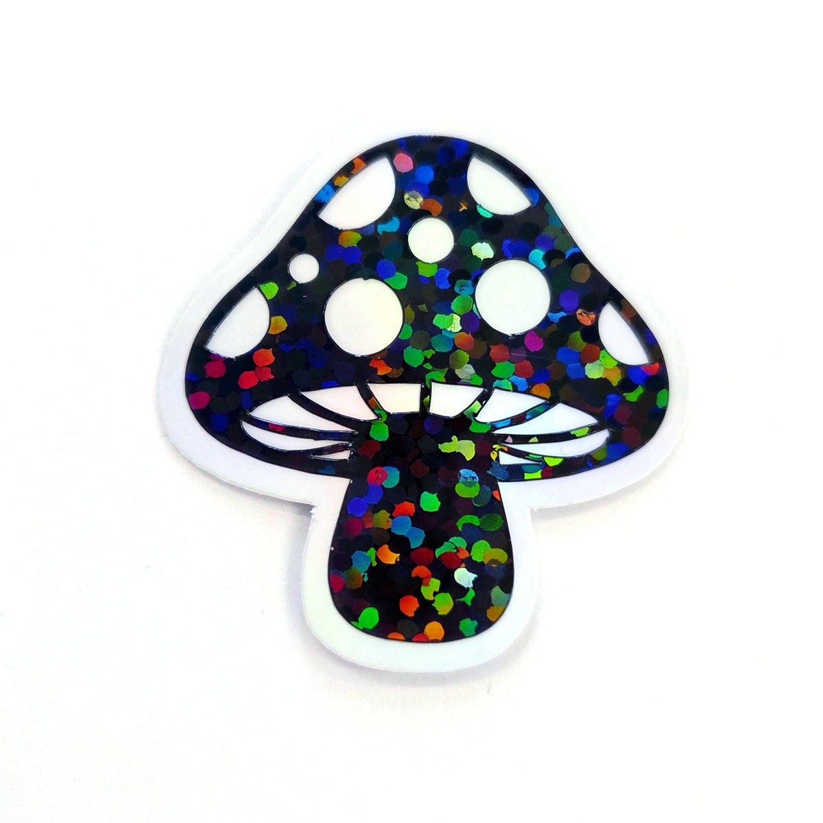 Black Mushroom Die Cut Stickers, Woodland Fairy Crafts, Handmade Sparkly Vinyl Toadstools