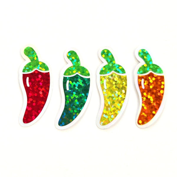 Green Jalapeno Peppers Sticker Set, Vegetable Garden Die Cut Vinyl Decals, spicy food label