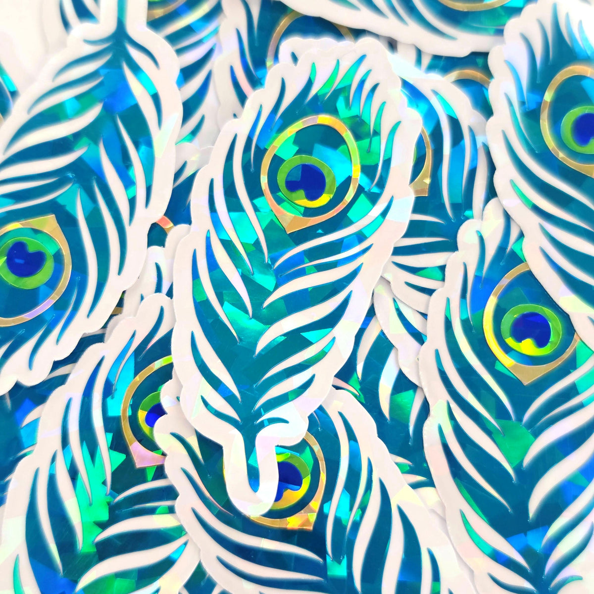 Peacock Feathers Sparkly Sticker Bundle, die cut stickers for summer festival journal page embellishments, boho decor