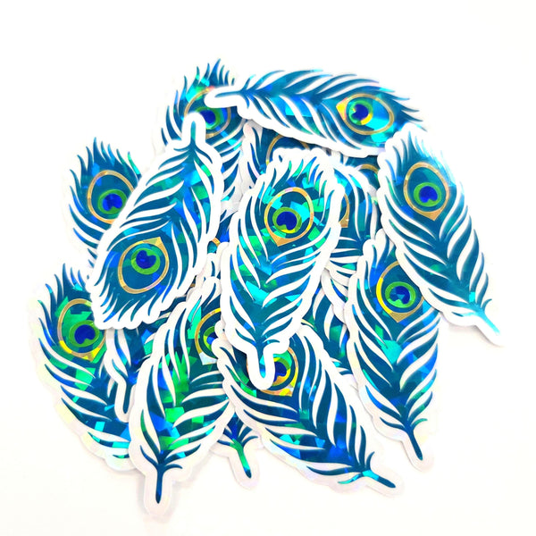 Peacock Feathers Sparkly Sticker Bundle, die cut stickers for summer festival journal page embellishments, boho decor