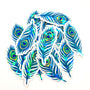 Peacock Feathers Sparkly Sticker Bundle, die cut stickers for summer festival journal page embellishments, boho decor
