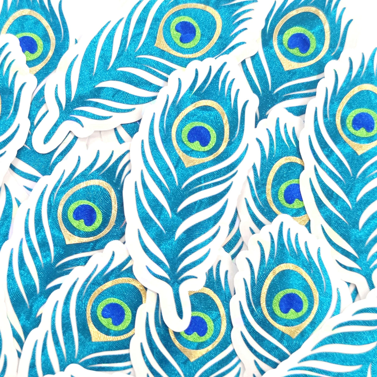 Peacock Feathers Sparkly Sticker Bundle, die cut stickers for summer festival journal page embellishments, boho decor