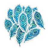 Peacock Feathers Glitter Sticker Bundle, die cut stickers for summer festival journal page embellishments, laptop decal