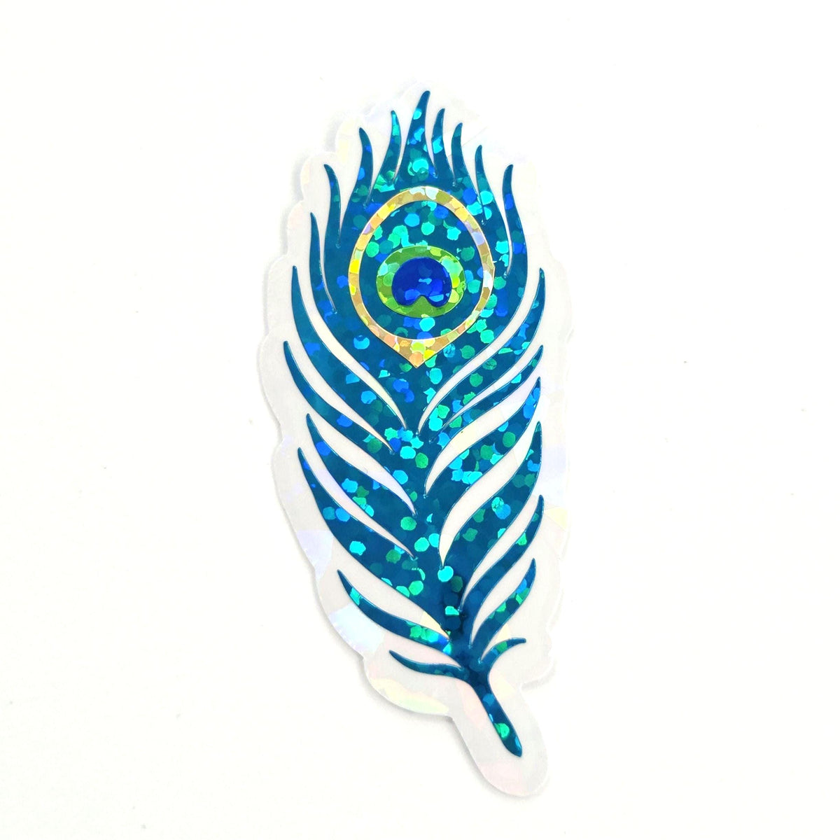 Peacock Feathers Glitter Sticker Bundle, die cut stickers for summer festival journal page embellishments, laptop decal