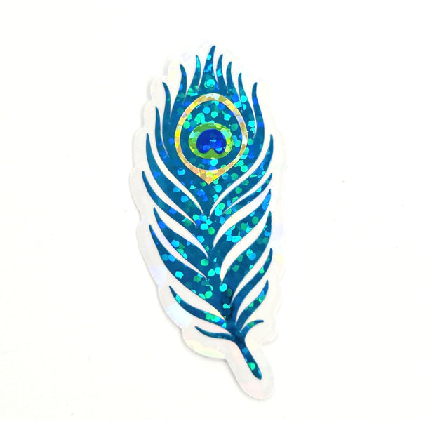 Peacock Feathers Glitter Sticker Bundle, die cut stickers for summer festival journal page embellishments, laptop decal