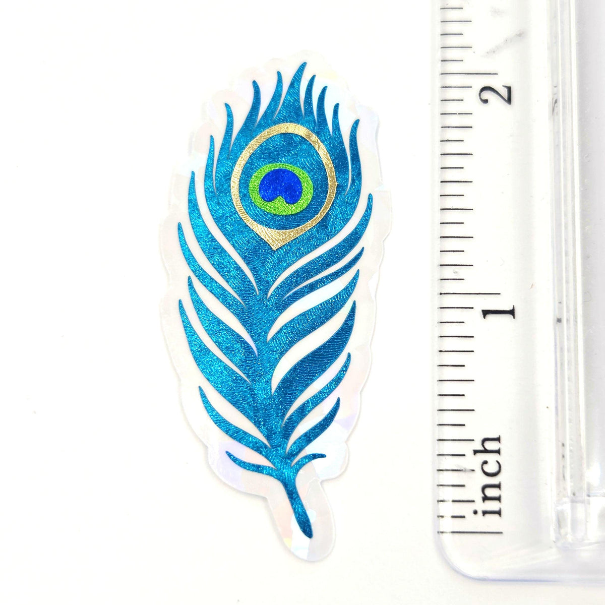 Peacock Feathers Die Cut Stickers, metallic turquoise stickers for summer festival journal page embellishments, boho decor