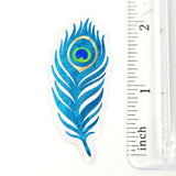 Peacock Feathers Die Cut Stickers, metallic turquoise stickers for summer festival journal page embellishments, boho decor