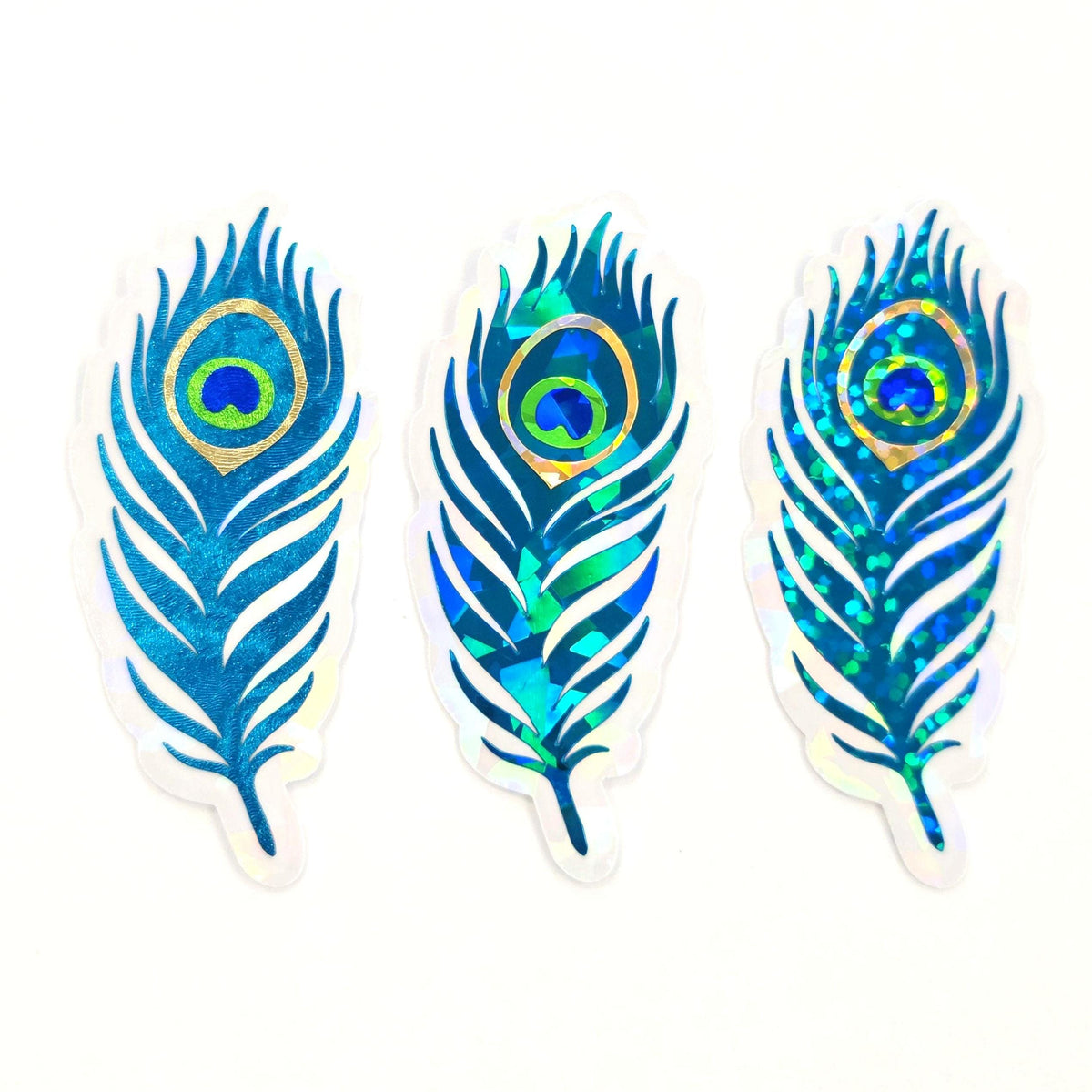 Peacock Feathers Die Cut Stickers, metallic turquoise stickers for summer festival journal page embellishments, boho decor